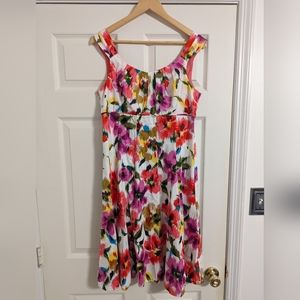 Connected apparel dress floral watercolor sleeveless size 12